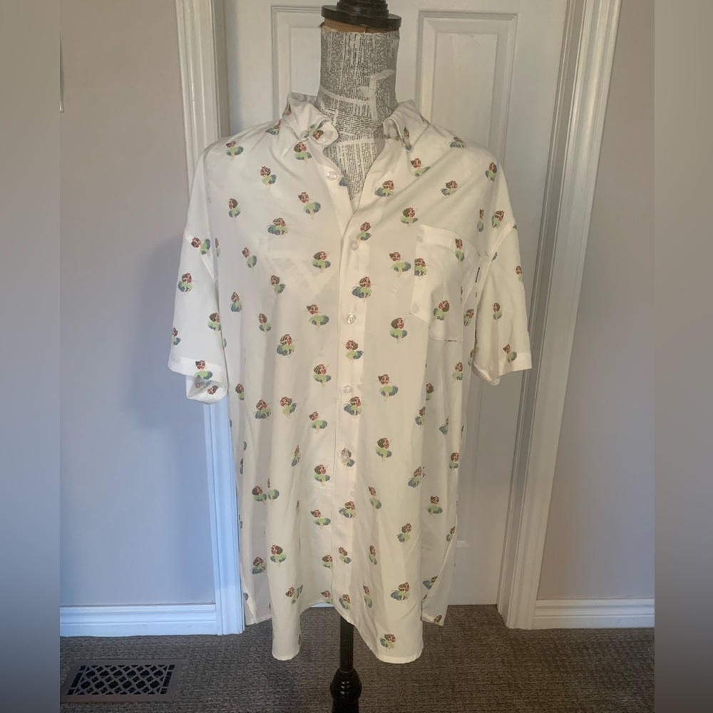 MOLOKAI SURF CO |  Hawaiian Print Hula Dancer Short Sleeve Shirt. | Sz XL